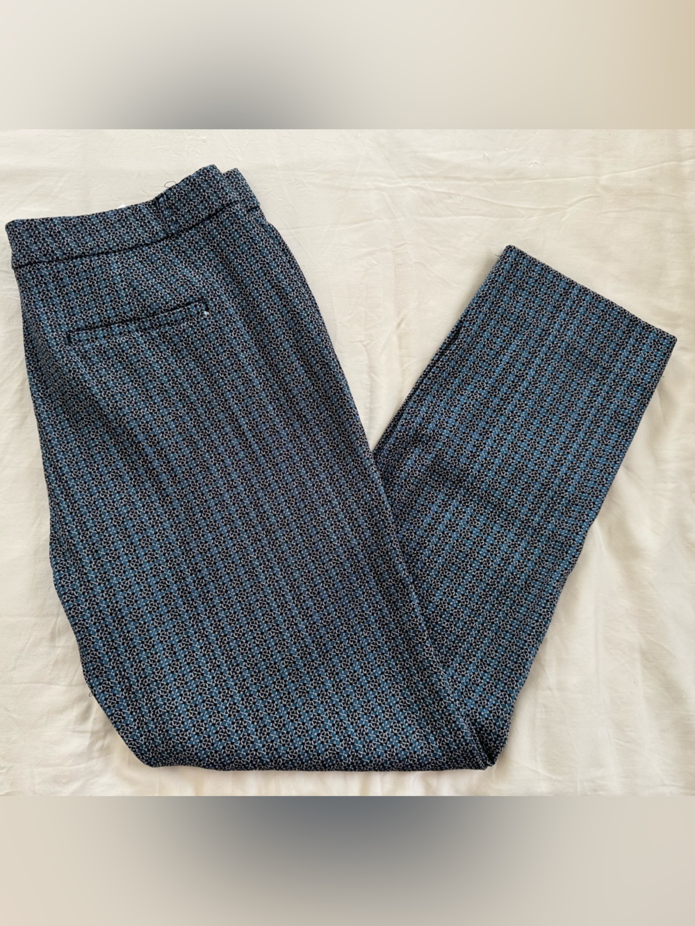 Banana Republic Sloan Curvy Fit Blue & Black Patterned Women's Dress Pants